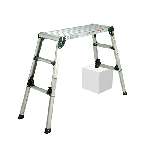 ピカ(PiCa) ピカコーポレイション 足場台 洗車台 立ち馬 伸縮 折り畳み 四脚アジャスト式足場台 3段 3尺 (0.60~0.91m) アルミ シルバー DWX-6908C